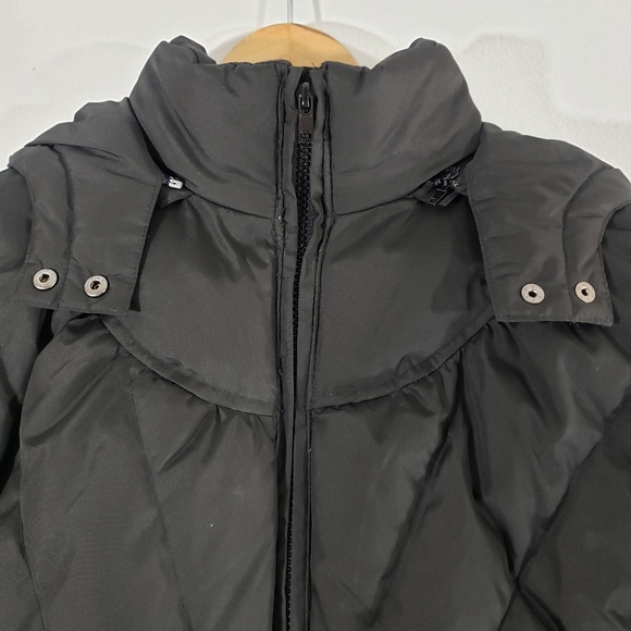 Black down insulated hooded zip winter puffer jacket - Picture 2 of 13